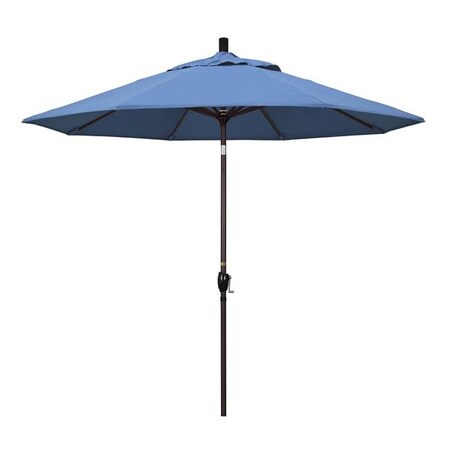 California Umbrella California Umbrella GSPT908117-F26 9 ft. Aluminum Market Umbrella Push Tilt - Bronze-Olefin-Frost Blue GSPT908117-F26